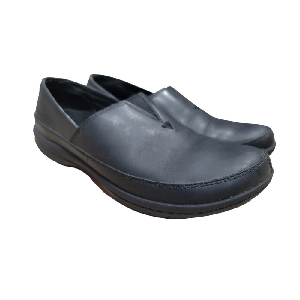 Merrell Encore Kassie Women 6 Black Leather Slip On Loafers Mules Shoes J94558